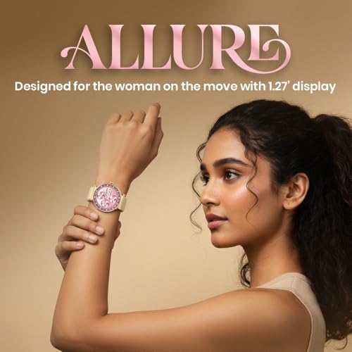 Image of Toreto Allure Women Smartwatch with 1.27 inch IPS Display, Bluetooth Calling, Wireless Charging, Health & Fitness Tracking, IP65 Water Resistant, Smart Notifications - Compatible with HryFine App