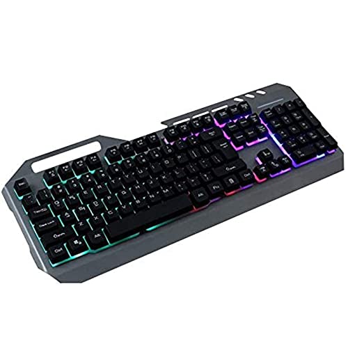 ゲーミングキーボード、ラップトップ/ノートブック/デスクトップPC用USBカラフルレインボーLEDバックライト付き有線Esport (ブラック)
