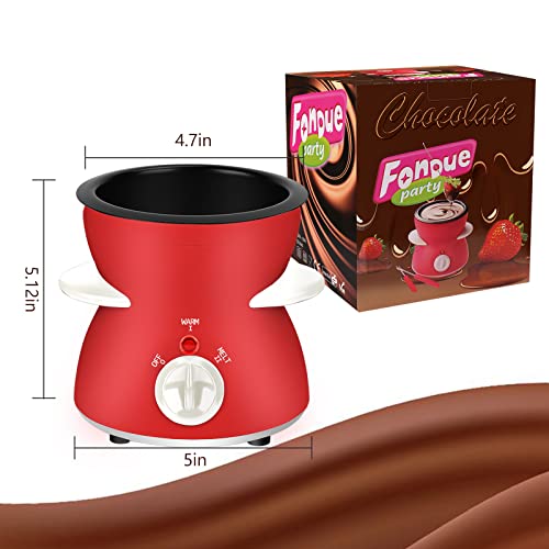 Multioutools Mini Electric Fondue Pot Set With Dipping Forks, Chocolate Melts Candy Melts Fondue Pot, Melting Chocolate Small Pot For Chocolate Caramel Cheese (Red) #TOP6