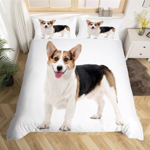 Housse de couette 220x240 Corgi en microfibre douce et zippée