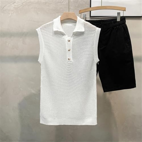 Men’s Loose Knitted Sweater Vest Solid Color Sleeveless Lightweight Casual Comfort Warm Tank Tops2