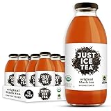 Just Ice Tea Organic Iced Tea, 16 Fl Oz Glass Bottles (Unsweetened Original Black Tea, Pack of 12)