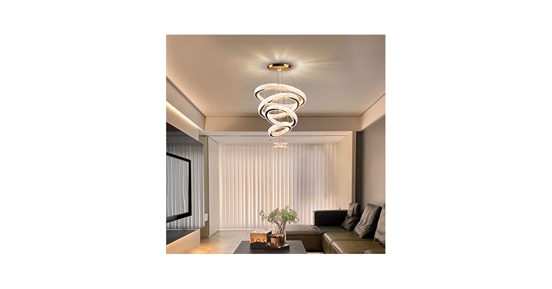 chiconun13-15 5-Light Crystal Ceiling Light Fixture, Flush Mount