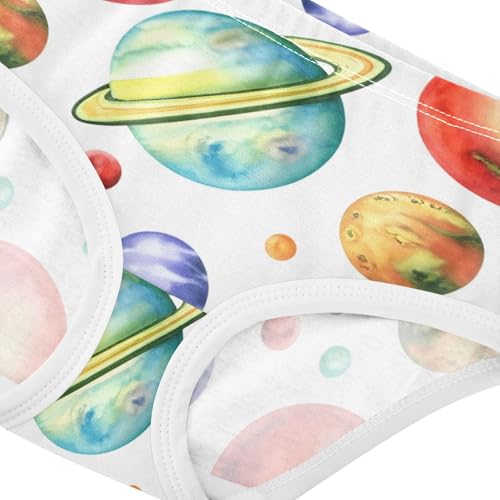 Cotton Girls Underwear Toddlers Watercolor Planets Space White Panties Little Girl Aesthetic Kids Briefs Undies 2t4
