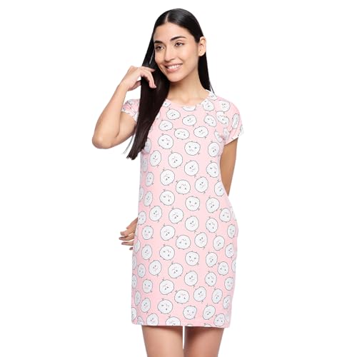 Image of CAMEY Printed Knee Length Nighty|Loungewear|Nightwear|Sleepwear|Home Wear Short Nighty for Women