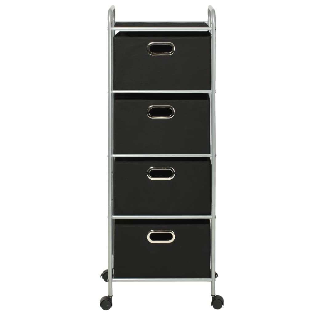 Regal mit 4 Aufbewahrungsboxen aus Stahl und Vliesstoff für Bad, Schlafzimmer oder Büro, flexibles Organizer-System mit Rollen, langlebig, robust, leicht beweglich