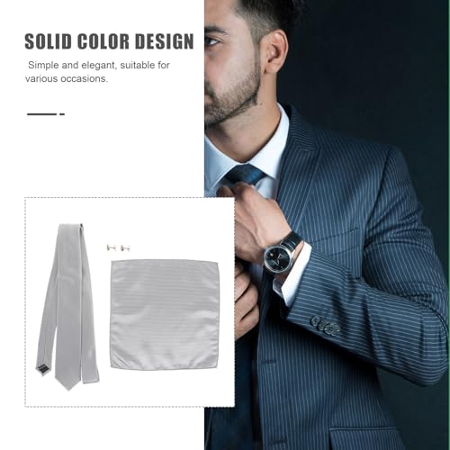 Set de corbata para hombre con gemelos y pañuelo miniatura 3
