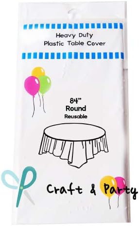 Evershine (12-Pack Heavy Duty Plastic Table Covers Tablecloth (Reusable) (Round 84", White)