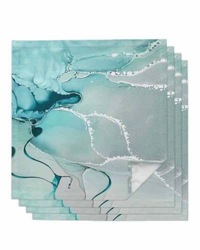Servilletas de tela modernas Aqua Marble, set de 4 miniatura 1