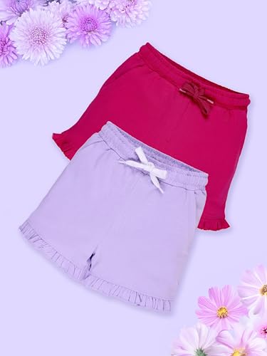 Image of KiddoPanti Girls 100% Cotton Bottom Hem Frill Hot Shorts