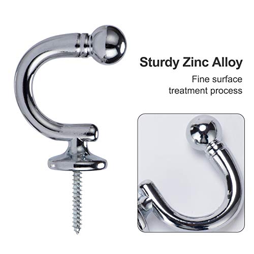 Senglida Curtain Tie-Backs Hook,Wall Mounted Drapery Tassel Holders, Zinc Alloy Window Drapery Holdback Wall Hooks Clothes Coat Towel Hanger Holder,4 Piece, Chrome #TOP2