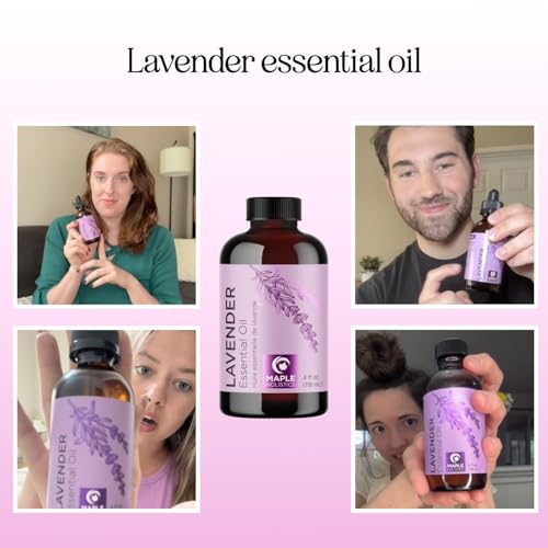 Image of Pure Lavender Essential Oil - Lavender Oil for Hair Skin and Nails Plus Aromatherapy Diffusers Humidifiers Linens and Baths for at Home Spa Self Care - Premium Grade Non-GMO in Glass Bottle (4 Fl Oz)