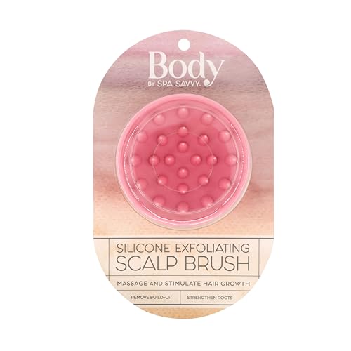 Spa Savvy Scalp Massager, Exfoliating Silicone Handheld Head and Temple