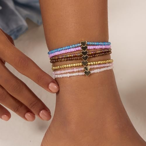 Cicy Bell Boho Ankle Bracelets Set for Women Beach Jewelry Bead Anklets — view 2