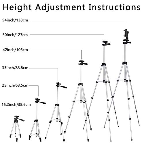 Phone Tripod,PEYOU 50" Aluminum Camera Tripod + Wireless Remote Shutter + 360°Rotation Smartphone Holder Mount Compatible for iPhone Xs Max XR X 8 7 6 Plus,for Samsung Galaxy Note 9 8 S10 S9 S8 Plus
