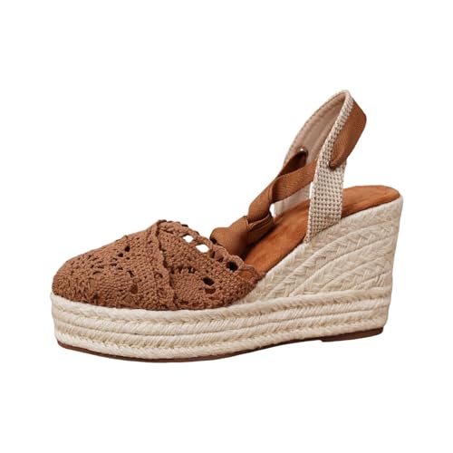 Sandales wedges plateforme pour femmes bohème à bout fermé