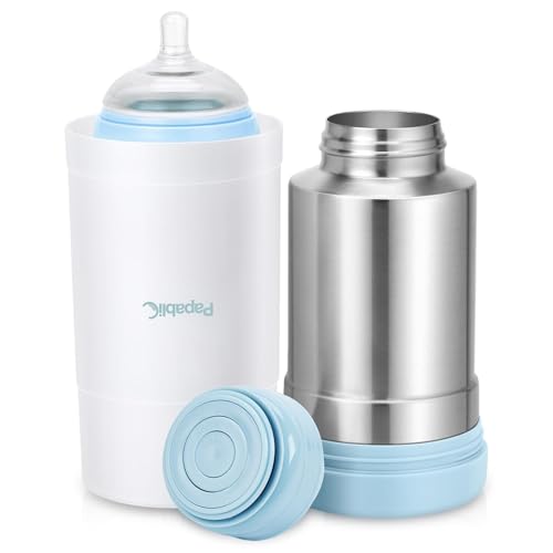 Image of Papablic Portable Travel Baby Bottle Warmer Plus, 18 oz Large Capacity Stainless Steel Bottle Warmer, Safe & Easy to Clean