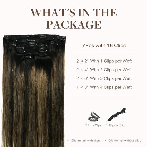 Image of GOO GOO Clip in Hair Extensions Real Human Hair Balayage Remy Extensions