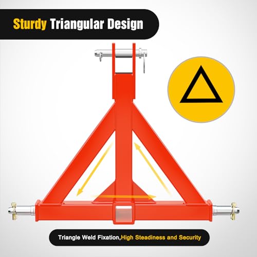 Image of Nilight 3 Point 2 inch Trailer Hitch Receiver Category 1 Heavy Duty Tractor Drawbar Adapter Compatible with Kubota Bx John Deere Nortrac Kioti Yanmar Cat Orange