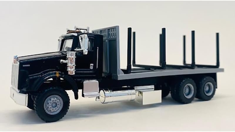 T800 Stake Bed Truck Black 1/87 (HO) Plastic Model Car by Promotex 006602BK