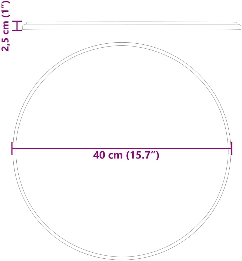 15.7in Round Black Marble Table Top, 1in Thick Dining Tabletop for Coffee or Dining, Modern Natural Stone Slab, Indoor Outdoor RV Desk Top, No Assembly Needed for Living Room Patio