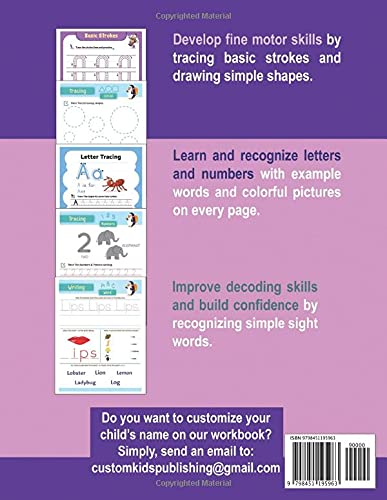 Naomi Learn to Write Workbook - Lines, Shapes, Alphabets, Numbers, and Sight Words: Personalized Children Letter Tracing Workbook for Ages 3-5, ... with Colorful Pictures and Example Words image 3