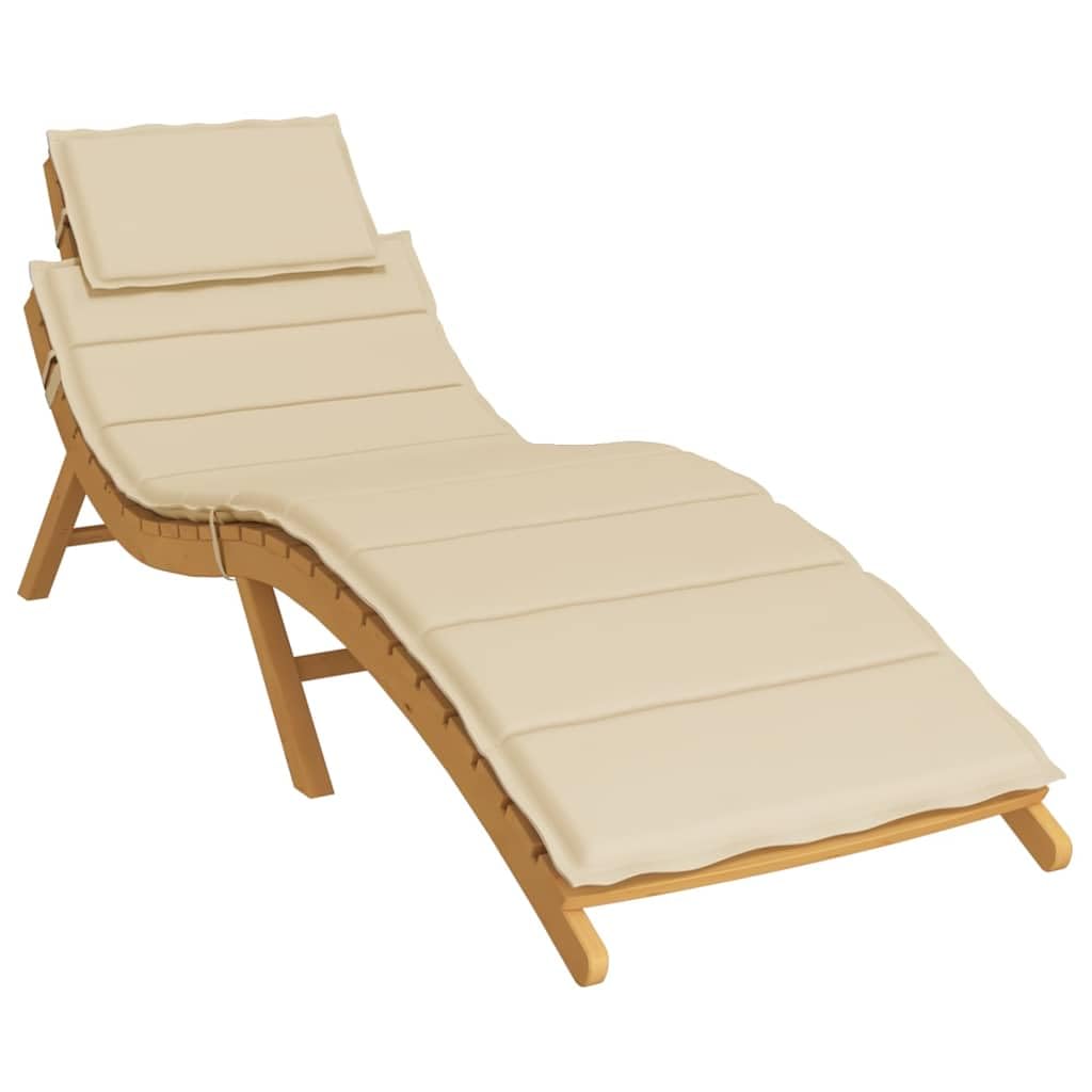Cuscino per sedia a sdraio beige, 186 x 58 x 4 cm, in tessuto Oxford, impermeabile, con imbottitura in schiuma, antiscivolo e con nastri, per giardino, terrazza, balcone e interni