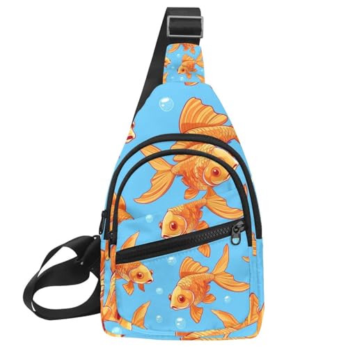 Mochila cruzada multicolor de pez dorado riñonera ajustable unisex running