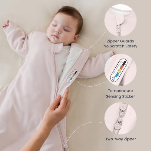 Image of Unisex Sleeping Bag for Babies and Toddlers 1.0 Tog Sleep Sack 0-6 Months, Newborn Sleep Sack, Wearable Blanket Baby, One Piece Long Sleeves, Gifts for Baby