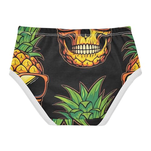 Stylish Girls Underwear Toddler 2t Cotton Panties for Girl Pineapple Skull Sunglasses Black Briefs Kids Undies2