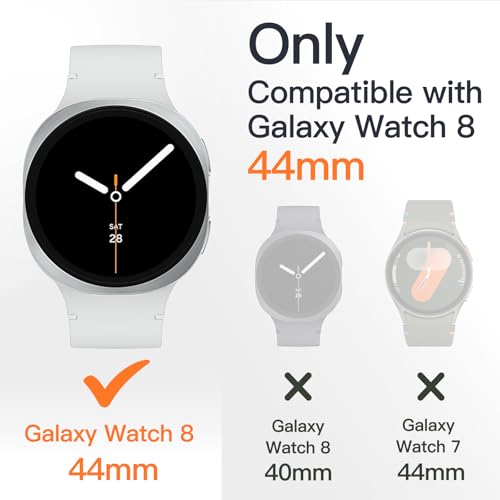 Image of JETech Cover Case with Screen Protector for Samsung Galaxy Watch 8 44mm, Overall Protective Cover, Built-in Tempered Glass Film High Sensitivity, 2 Pack (Clear)