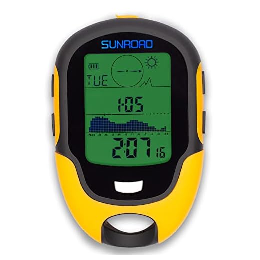 SUNROAD Mini Multifunction Men's Barometer Altimeter Compass LCD Digital Thermometer Watches-Hygrometer Weather Forecast Hand-Hold Hiking Flashlight Altimeter