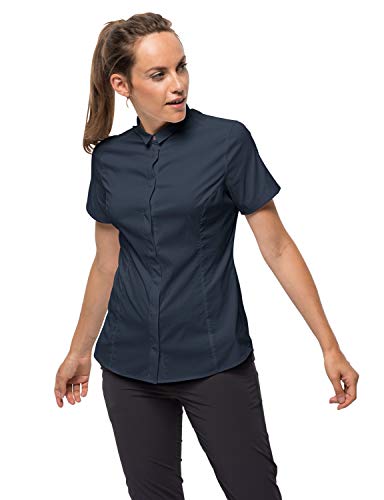Jack Wolfskin Women's Pack and Go Shirt Women's Quick Drying Odor Inhibiting Travel Shirt,Night Blue ,Medium