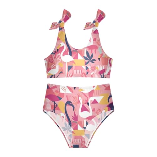 KLL Flamingo Christmas Pink Girls' Two Piece Bikini Sets Quick-Dry Swimming Swimwear Swimsuit3