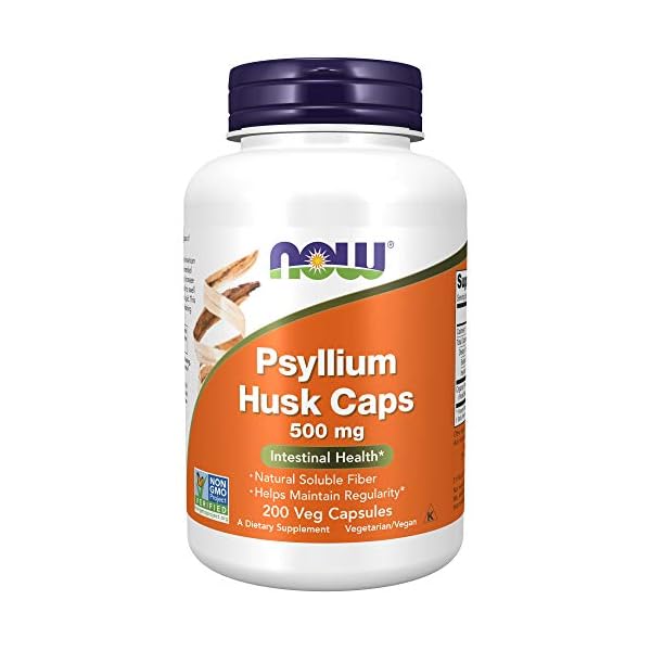 Now-Supplements-Psyllium-Husk-Caps-500-mg-Non-GMO-Project-Verified-Natural-Soluble-Fiber-Intestinal-Health-200-Veg-Capsules NOW Supplements, Psyllium Husk Caps 500 mg, Non-GMO Project Verified, Natural Soluble Fiber, Intestinal Health*, 200 Veg Capsules
