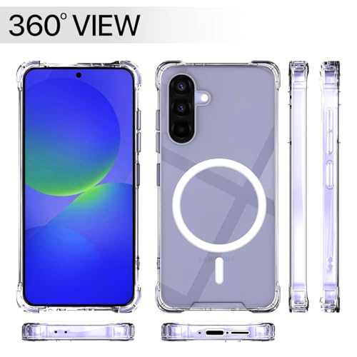 Image of Outlouders Back Cover for Samsung Galaxy A36 5G Mag-Safe Transparent PC + TPU Bumper Case with Magnetic Support Shockproof Protection (Transparent Mag-Safe)