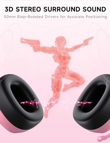 Image of Gvyugke 2.4GHz Wireless Gaming Headsets for PS5, PS4, PC, Switch, BlushPink