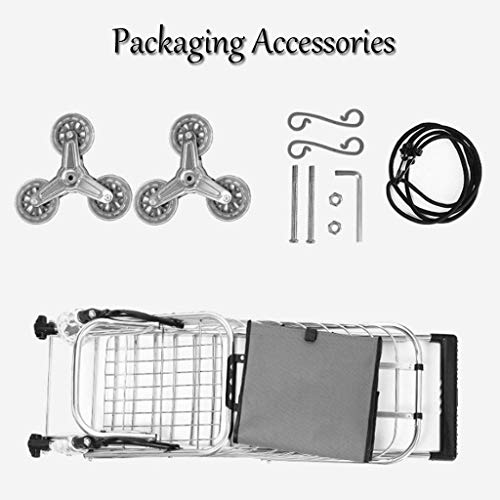 WLKINF Treppensteigen Einkaufstrolley mit 8 Rädern/Sitz/30L Kapazität Tasche Leichte Aluminiumlegierung Korb Markt… – Bild 8
