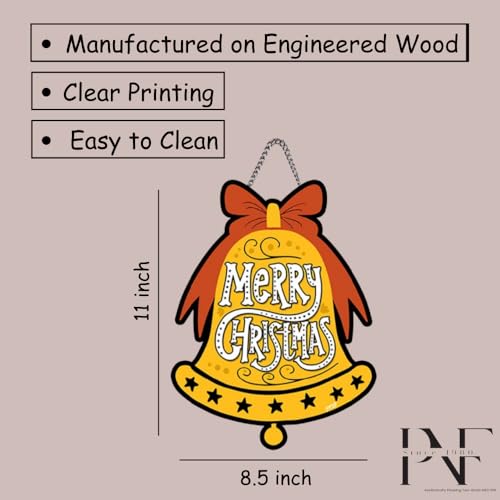 Image of PNF Poster And Frames Merry Christmas Theme Quote Wall art & Door Hanging Frame For Kitchen, Dining, restaurants Decor | Walland home Decor for Living Room | Room Decor Wall Decor Items For Bedroom | (Wooden, 11x9 Inch,brown)-103-1