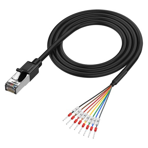 XMSJSIY RJ45 to 8 Pin RJ232/485 Serial Bare Wire End RJ45 Male to 8P8C Network Debugging Ethernet Extension Cable with Marked Terminal Blocks -1M/3.2FT
