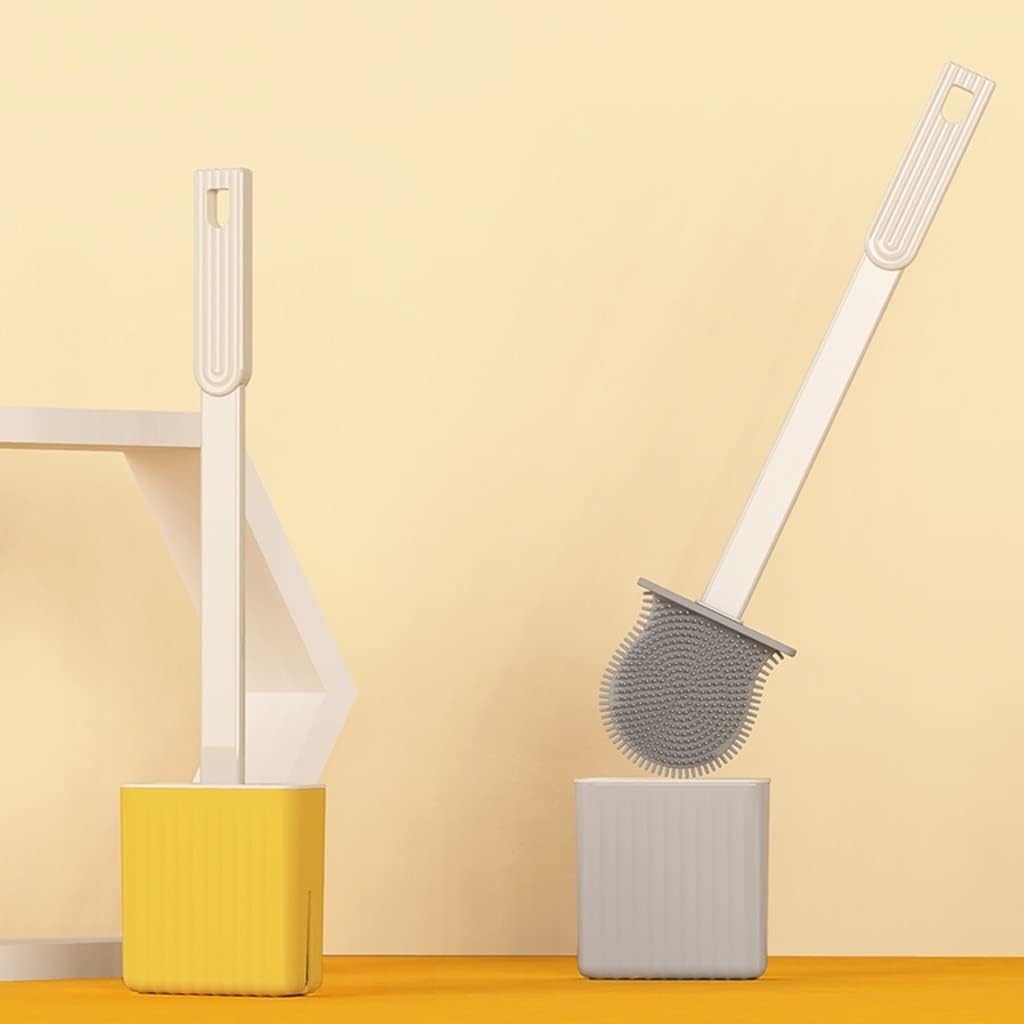 Toilet Brush Holder Toilet Brush Holder Household Wall-Mounted Toilet Brushs Bathroom Silicone Long Handle Cleaning Brush Modern Creative Toilet Bowl Brush Set Toilet Brush Holders(Brown)