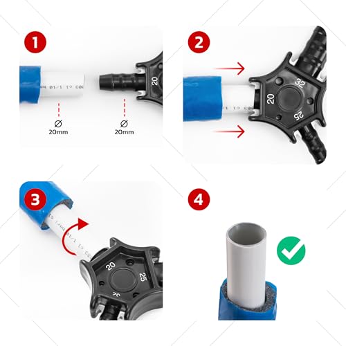 BOOPARTS – Kalibrierer und Entgrater für Mehrschichtrohre Ø20/25/32 mm – PEX-AL-PEX Kalibriererdorn für Alu-Verbundrohre – Sanitärwerkzeug mit ergonomischem Griff.