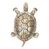 DOITOOL Adorno de Tortuga de Latón Vintage Artesanal para Mesa Escultura Decorativa Retro para Hogar y Oficina Figura de Tortuga de Bronce Sólido Decoración de Escritorio y Colección