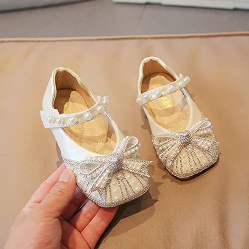 Toddler Girl Dress Shoes,Autumn Girls Casual Shoes Shiny Pearl Rhinestone Bow Dress Shoes Dance Shoes 1-11 Years3