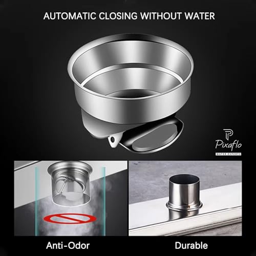 Image of Pixaflo Square Tile Insert Floor Drain | 5 x 5 Inches | 304 Stainless Steel | Invisible Shower Drain Channel | Waste Water Floor Drain for 13mm Tile | Drainer Channel | Anti Cockroach Trap | Silver