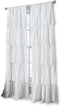 Curtainworks Flounced Ruffle Rod Pocket one Curtain Panel, 63 in, White