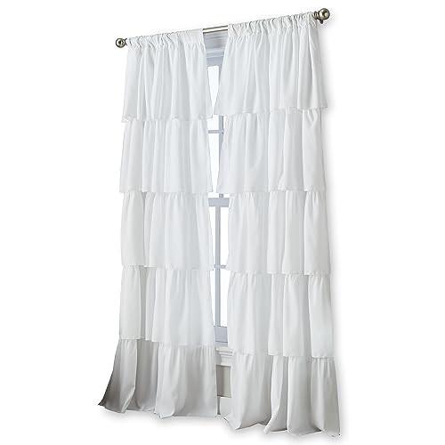 Curtainworks Flounced Curtain Panel, 84-inch, White,1Q82460GWT, W 42" x L 84" (1 Panels) - Image 2