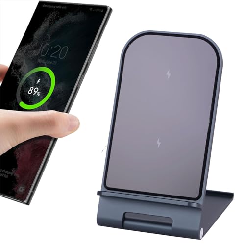 Wireless Travel Charger Stand, TECHGEAR 15W Fast Wireless Charger Dock [Portable & Foldable] Metal Charging Stand for iPhone 15/14/13/12/11/XR/XS/Pro Max, Samsung S23/22/21, Airpods, Redmi, Honor etc