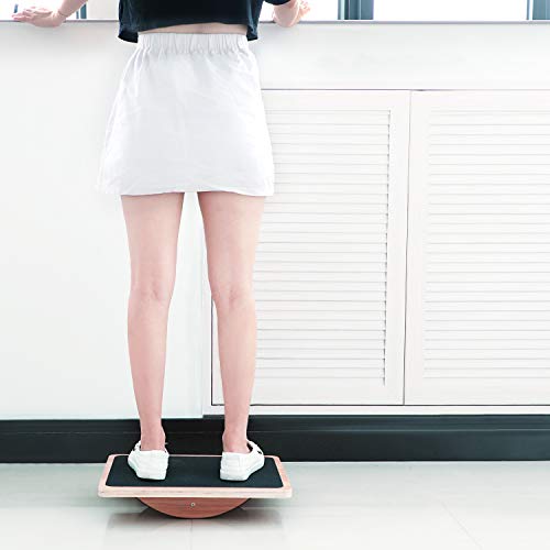 P&BEXC Wood Wobble Exercise Balance Board | Professional Rocker Balance Board for Physical Therapy,Balancing Board Under Desk,Anti-Slip Roller Board,Satablility and Portable Rocker Board - Thumbnail 7