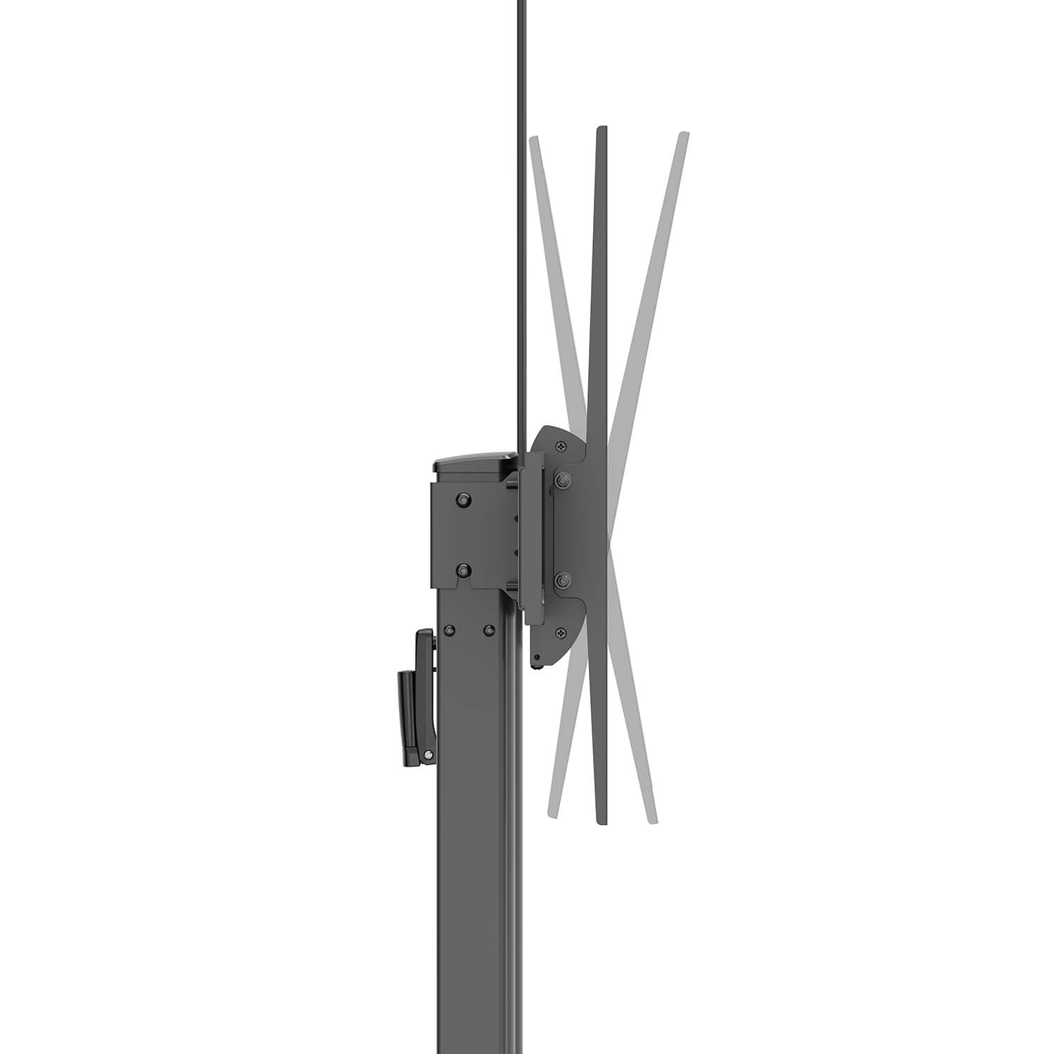 AISENS - FT100TE-403 - Soporte DE Suelo Eco con Ruedas Y MANIVELA, Bandeja para DVD Y Soporte DE CÁMARA para Monitor/TV 120KG DE 60-100, Negro